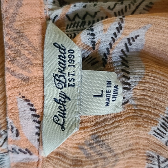 Lucky Brand sherbert orange long sleeves v neck sheer top - Picture 8 of 8